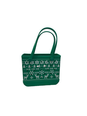 Bogg Bag Baby Holiday Green Ugly Sweater Reindeer Print NWT Rare Defect